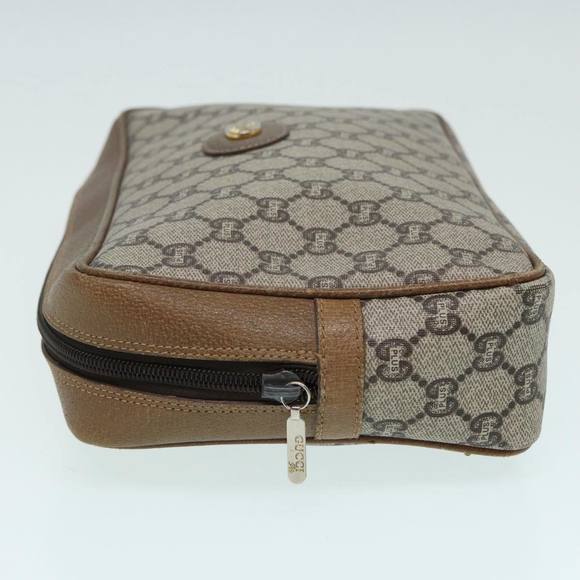 GUCCI GG Plus Supreme Clutch Bag PVC Beige Auth mr376 - Picture 4 of 16